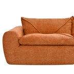 Single seat module of 116'' compressed sofa no assembly with plush backrest and wide armrest in textured orange chenille.