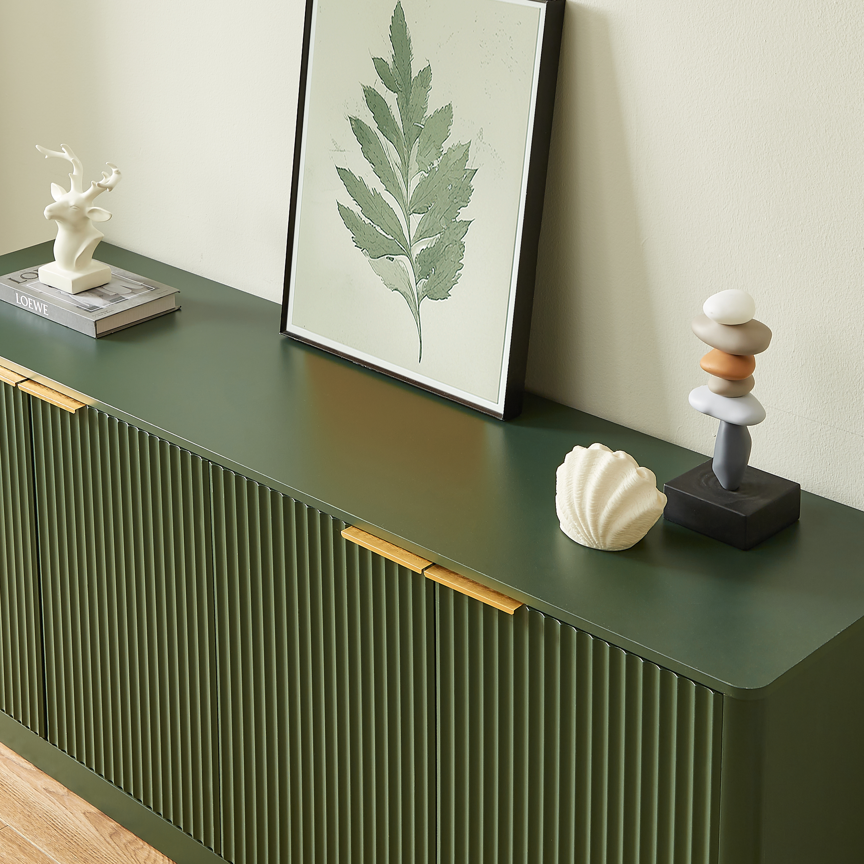 59-Inch Modern Wavy Sideboard - Curved Design Storage Cabinet.