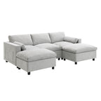 Chenille Modular Sofa - U-Shaped Couch with Storage angled from the front right, showcasing side pocket and modern design.