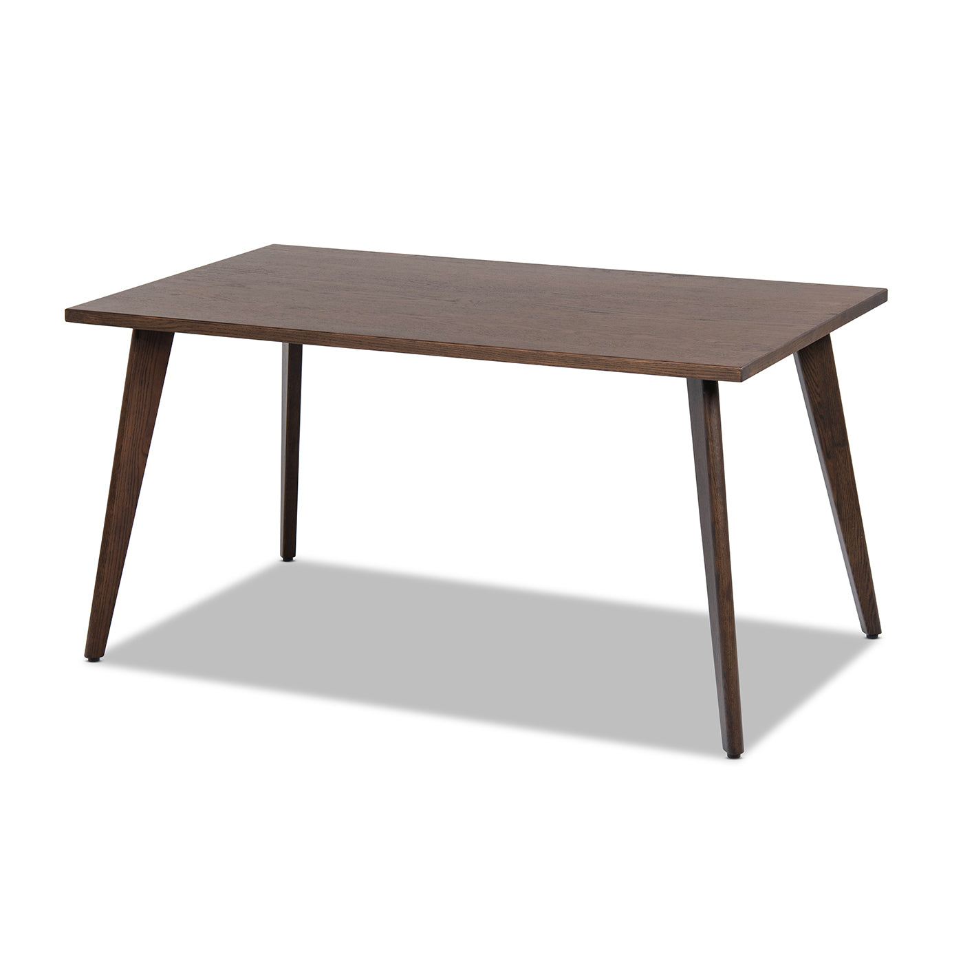 Compact version of the Oak Extendable Dining Table in dark brown, seating 6 with clean lines and mid-century modern style.