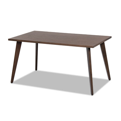Compact version of the Oak Extendable Dining Table in dark brown, seating 6 with clean lines and mid-century modern style.