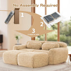 Plush Fabric Modular Sectional Sofa - No Assembly, Anti-Slip.