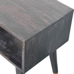 Solid Wood Mid-Century Bedside Table with Open Shelf.