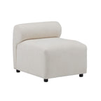 Angled view of a single Evelyn modular sofa unit with chenille fabric and rounded backrest, part of the L shaped sectional.