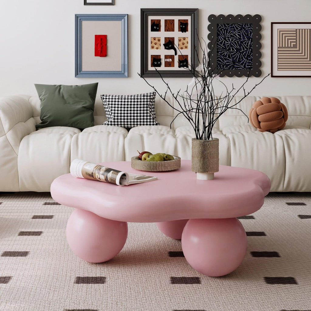 Pink Cloud Shaped Coffee Table for Small Spaces.