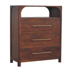 Solid Wood 3 Drawer Chest with Arched Edge Design.
