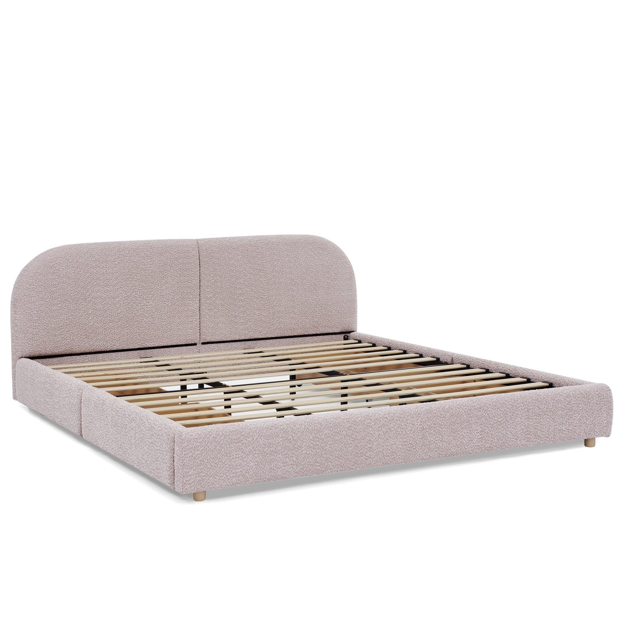 King Size Upholstered Bed Frame with Curved Headboard.