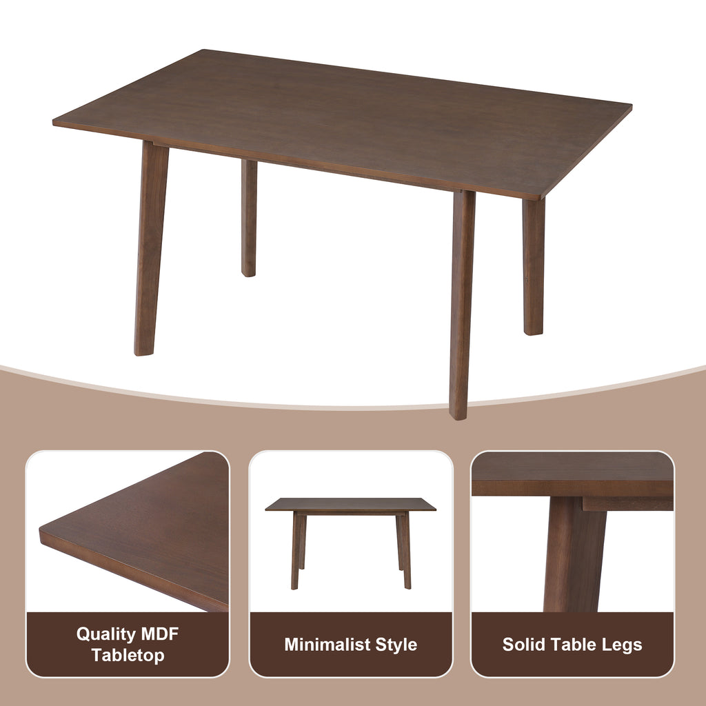 Modern Dining Set - Chairs & Table Walnut Finish with MDF tabletop, minimalist style, and solid legs for a sturdy and elegant dining solution.