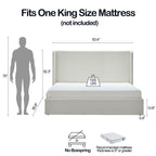 Carmen Wingback Bed Frame - King Size with High Headboard.
