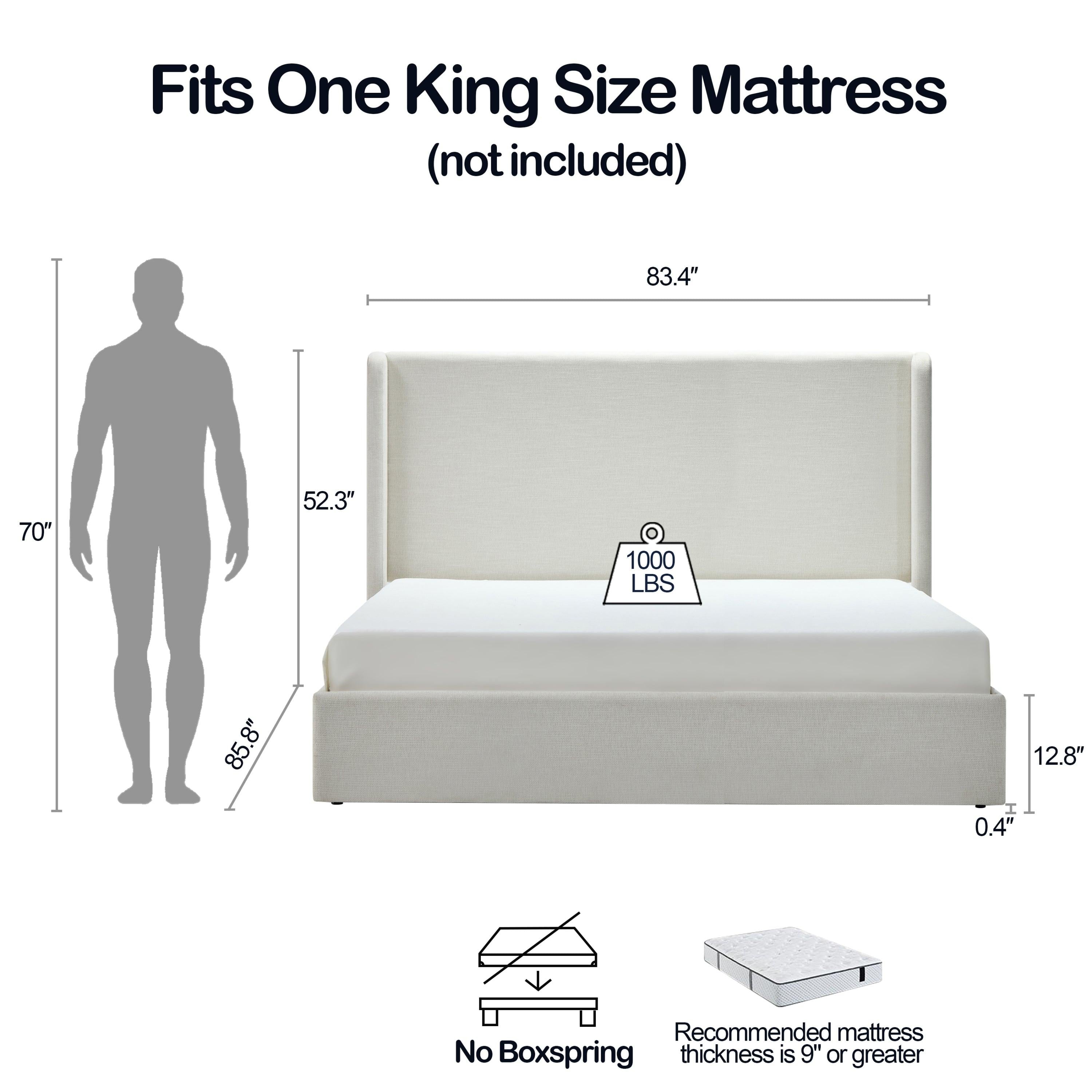 Carmen Wingback Bed Frame - King Size with High Headboard.