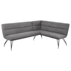 L-Shaped Dining Bench with Grey Upholstery and Retro Design.