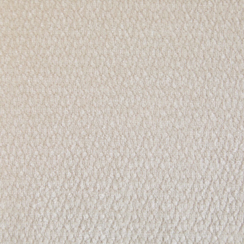 Close-up of the chenille fabric texture used on the Evelyn modular L shaped sectional sofa, in a soft cream tone.