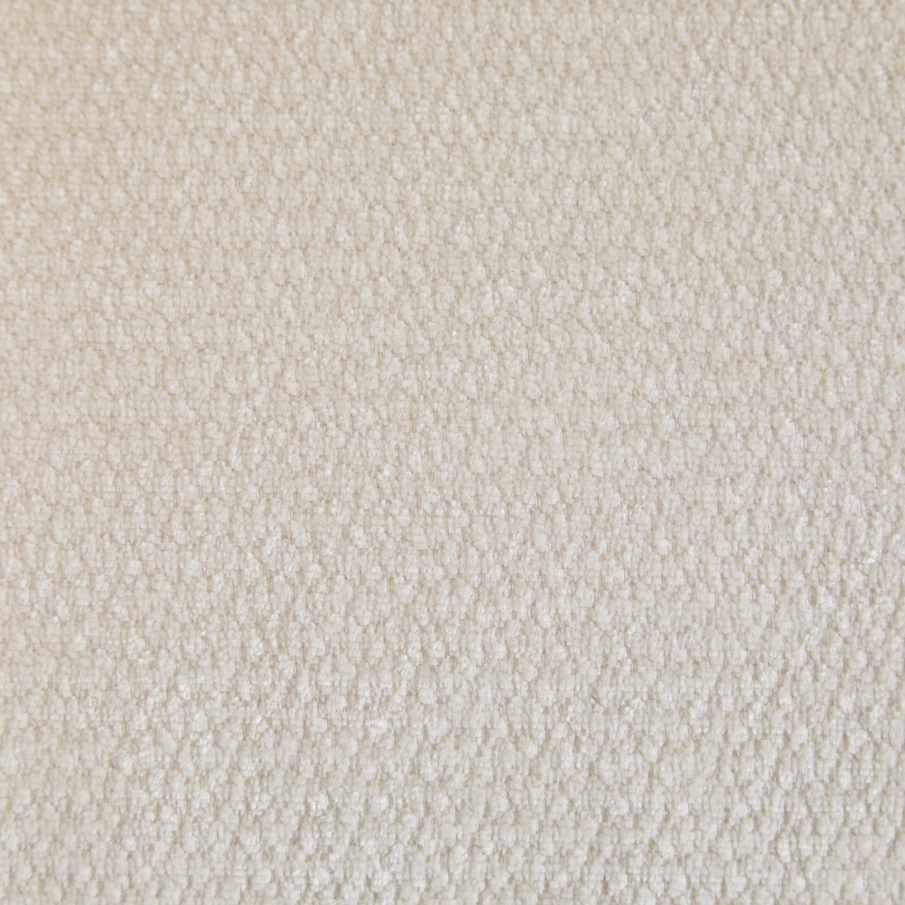Close-up of the chenille fabric texture used on the Evelyn modular L shaped sectional sofa, in a soft cream tone.