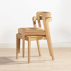Capri Woven Seat Oak Wood Dining Chair Natural Brown Red Oak.