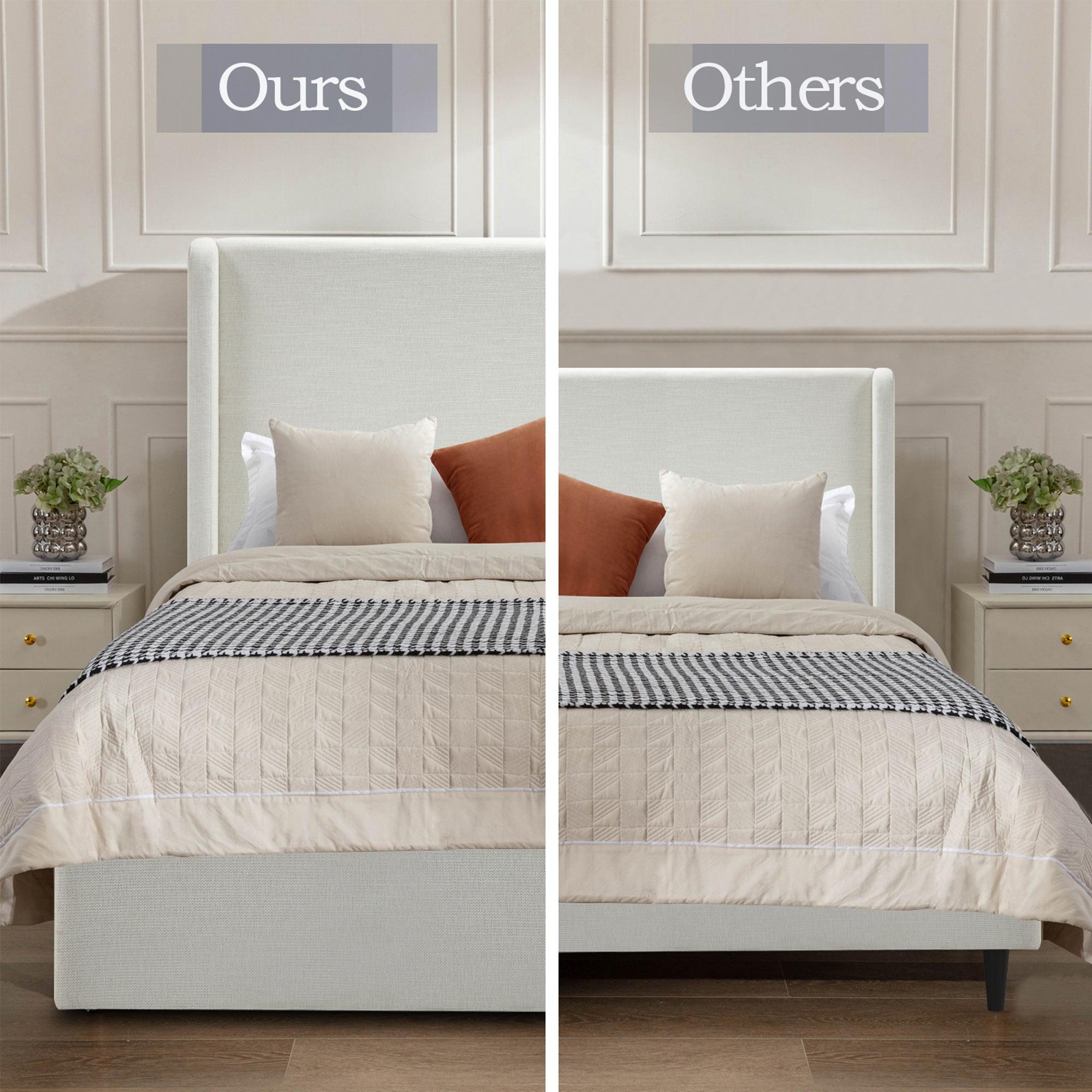 Carmen Upholstered Wingback Bed Frame - Full Size Easy Assembly.