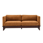 Modern 3 Seater Boucle Sofa with Solid Wood Base.
