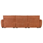 Full rear view of 110' modular sectional sofa in boucle fabric, highlighting its clean lines, supportive backrests, and modular configuration.