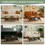 Mid-Century Modern Coffee Table in Morocco Brown styled in Bohemian, Modern Retro, Moody Modern, and Scandinavian living rooms.