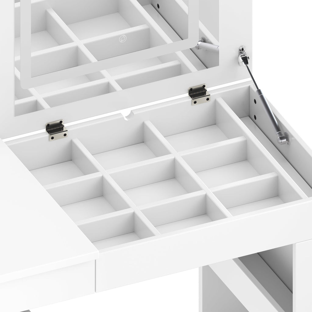 Vanity Desk with Mirror and Lights - Flip-Top Makeup Table.