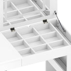 Vanity Desk with Mirror and Lights - Flip-Top Makeup Table.