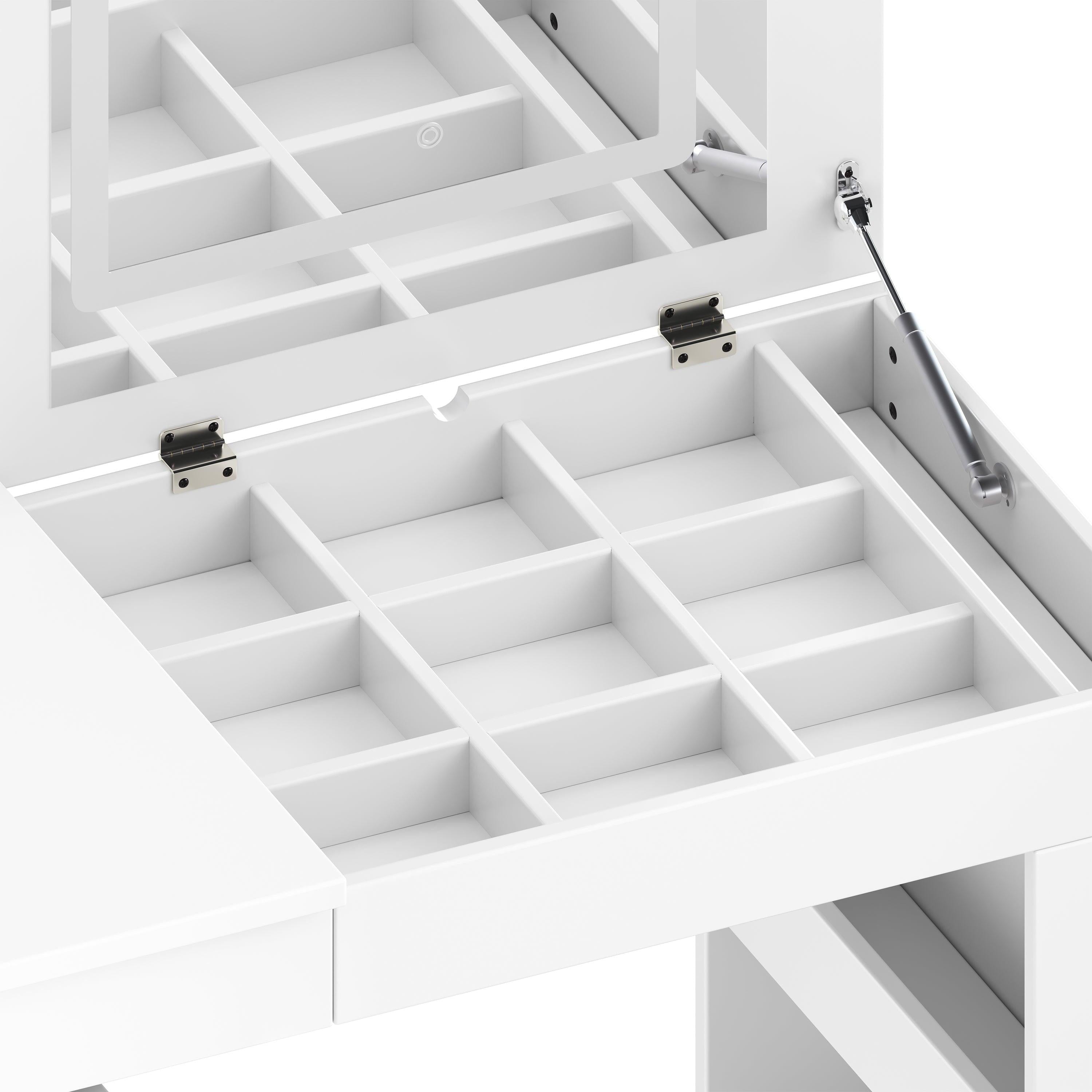 Vanity Desk with Mirror and Lights - Flip-Top Makeup Table.