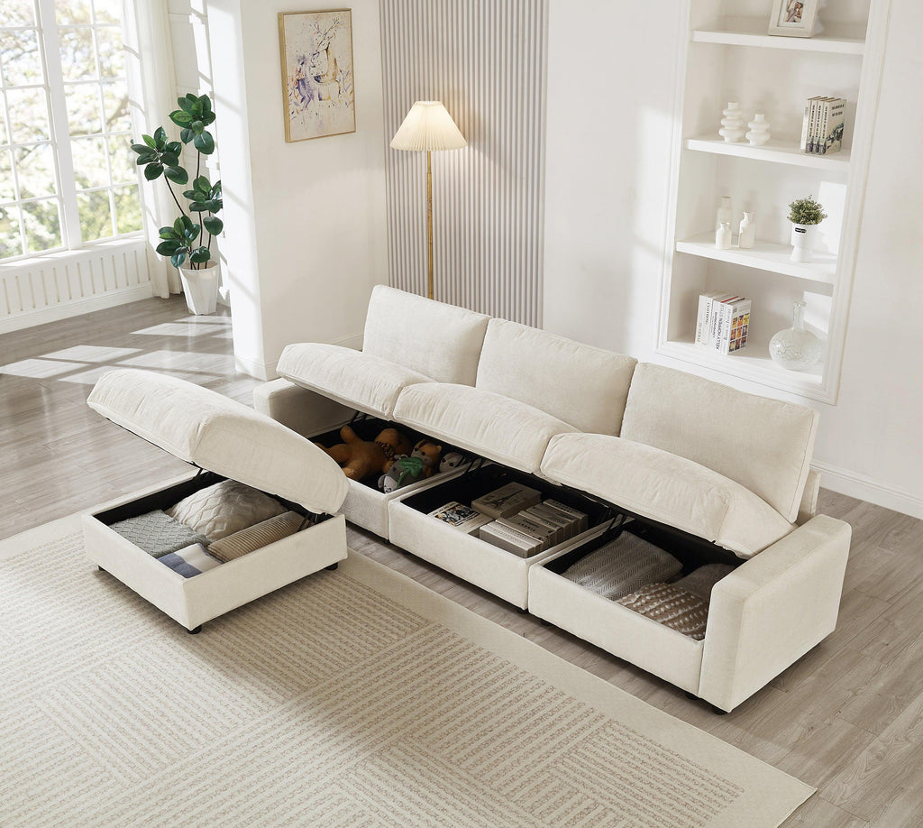 Modular Sectional Sofa with Storage for Living Room.