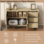 Modern sideboard cabinet with dual doors and 3 drawers, offering organized storage for dinnerware, books, or daily essentials.