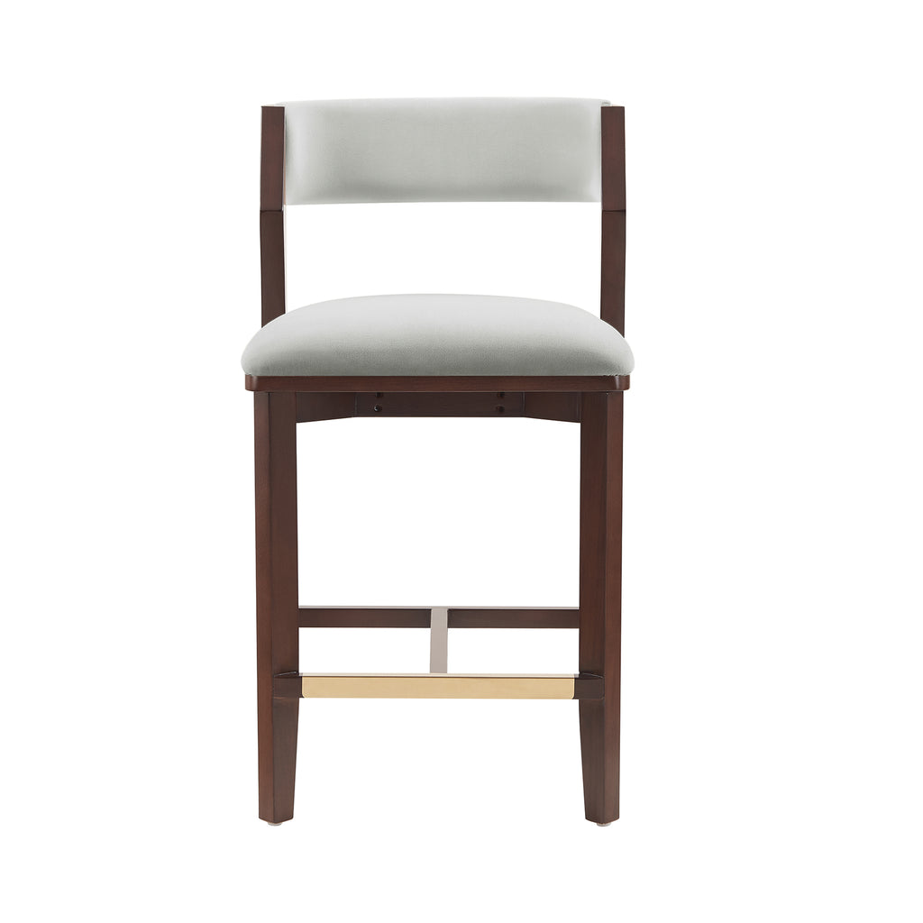Patricia Wood Upholstered Counter Stool in White Glacier
