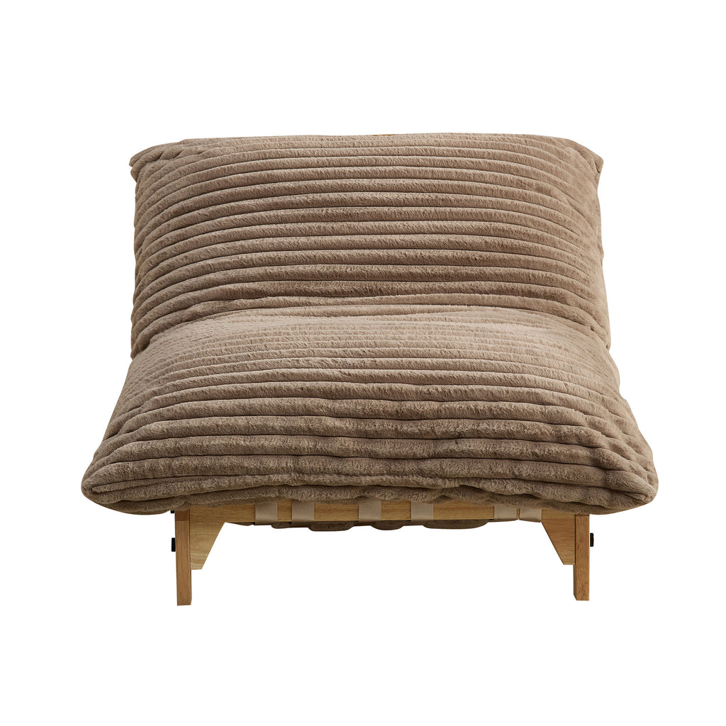 Front view of corduroy single sofa chair featuring soft ergonomic cushioning and sturdy wood base for living room comfort.