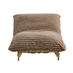 Front view of corduroy single sofa chair featuring soft ergonomic cushioning and sturdy wood base for living room comfort.