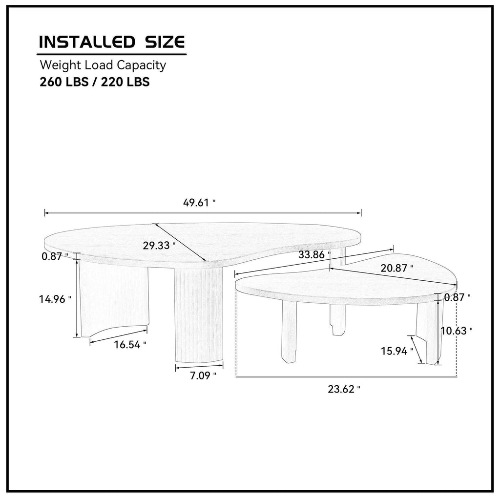 2-Piece Modern Irregular Coffee Table Set for Your Living Room.
