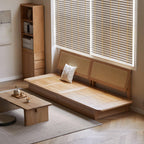 Elegant Solid Wood Sofa with Storage and Removable Cushions.