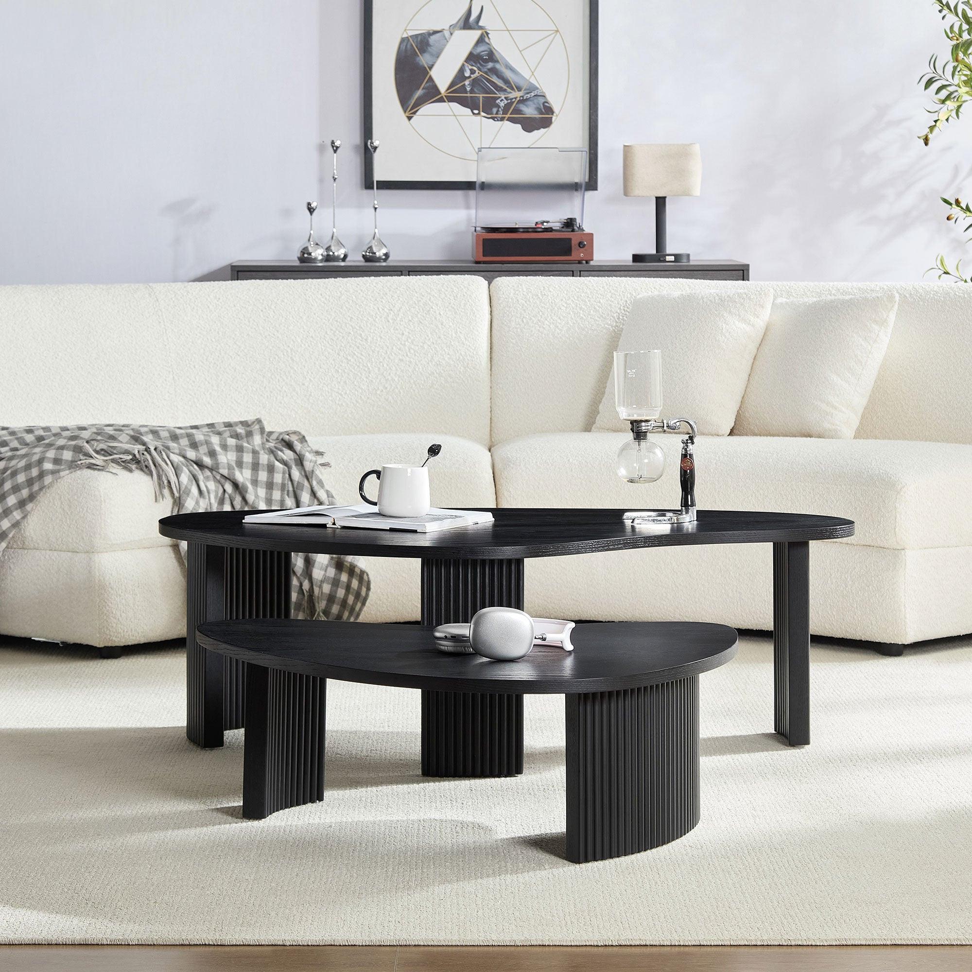 2-Piece Modern Irregular Coffee Table Set for Your Living Room.