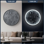 32-Inch Realistic Resin Moon Wall Light – Plug-In Dimmable LED Moon Sconce with Remote Control, 30 W Main & 10 W Night Light, Meteorite Crater Texture, 1.75″ Thick Wall-Mounted Décor for Home & Commer.