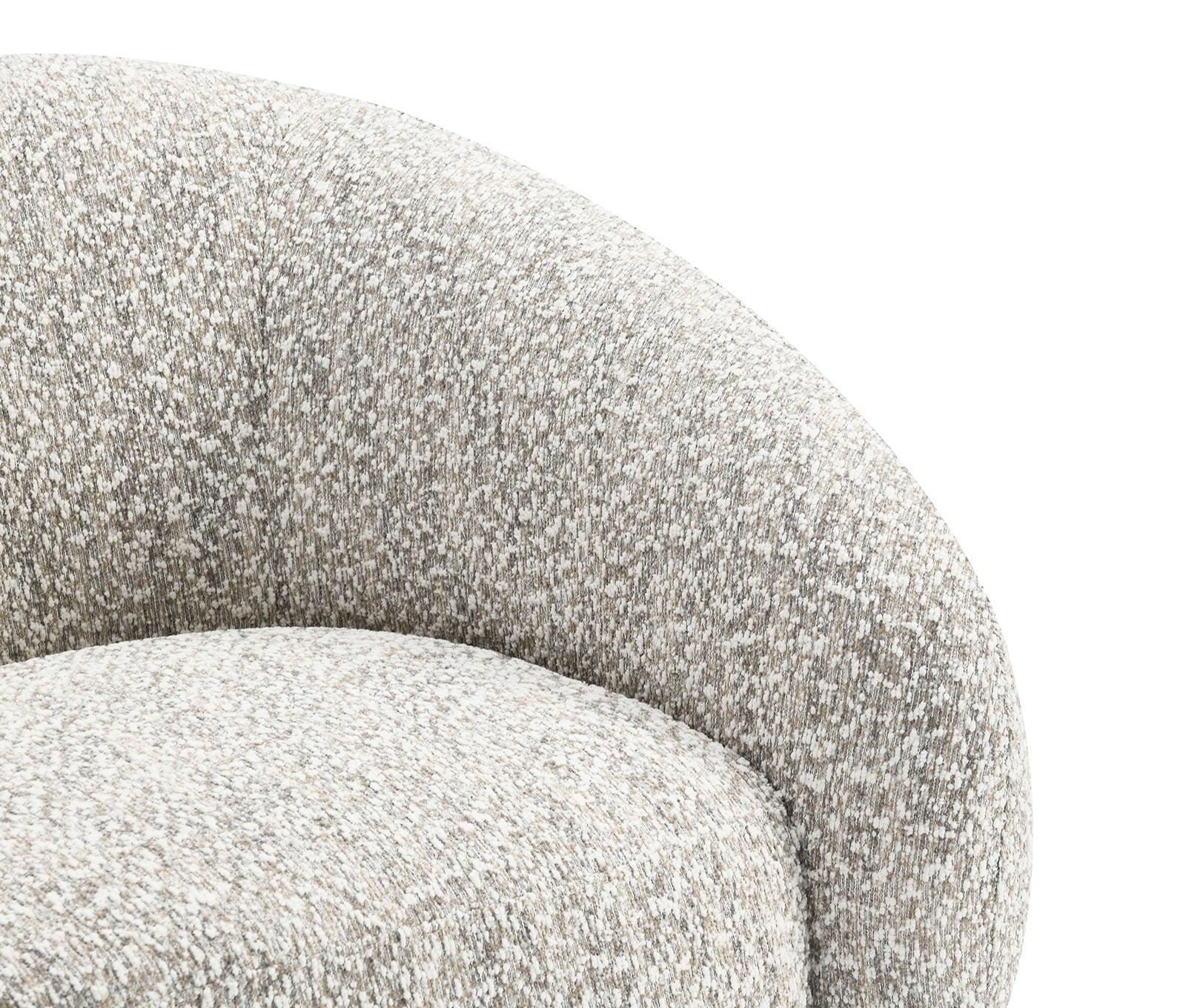 Brown Swivel Chair with Boucle Upholstery.