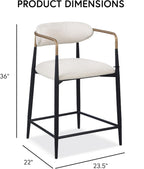 Product dimensions of the contemporary counter height chair: 36 inches high, 22 inches deep, and 23.5 inches wide.