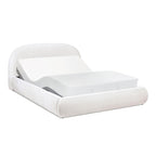 Archie Puffy Upholstered Platform Bed, Queen, Almond White.