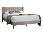 Full Size Burlap Fabric Bed Frame with Diamond Design.