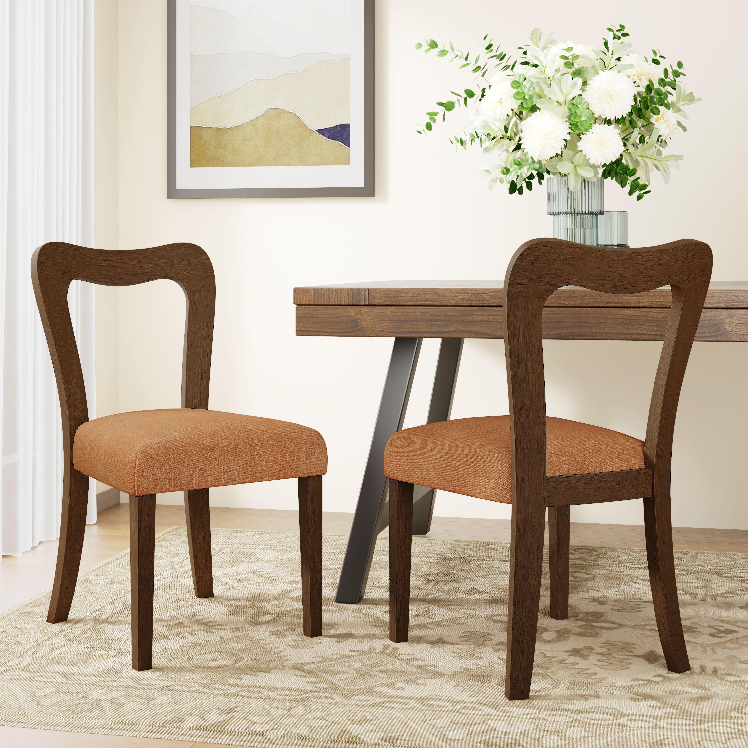 Walnut and Caramel Dining Chair Set of 2.