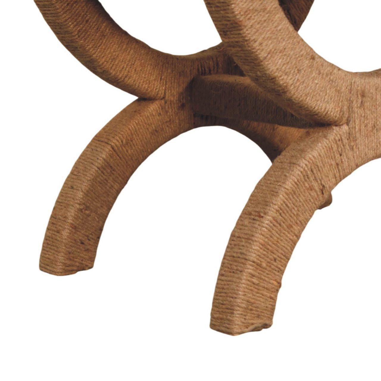 Solid Wood Bench with Rattan Arch Design.