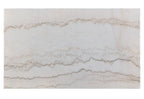 Top-down view of genuine marble slab with beige and gray veining, used in the dining table set.