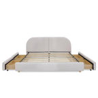 Queen Size Upholstered Bed Frame - Circle Yarn Fabric.