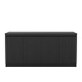 Front view of the Viennese 62' Sideboard in black with sleek, modern panel doors. Ideal black sideboard 62" for dining room storage.