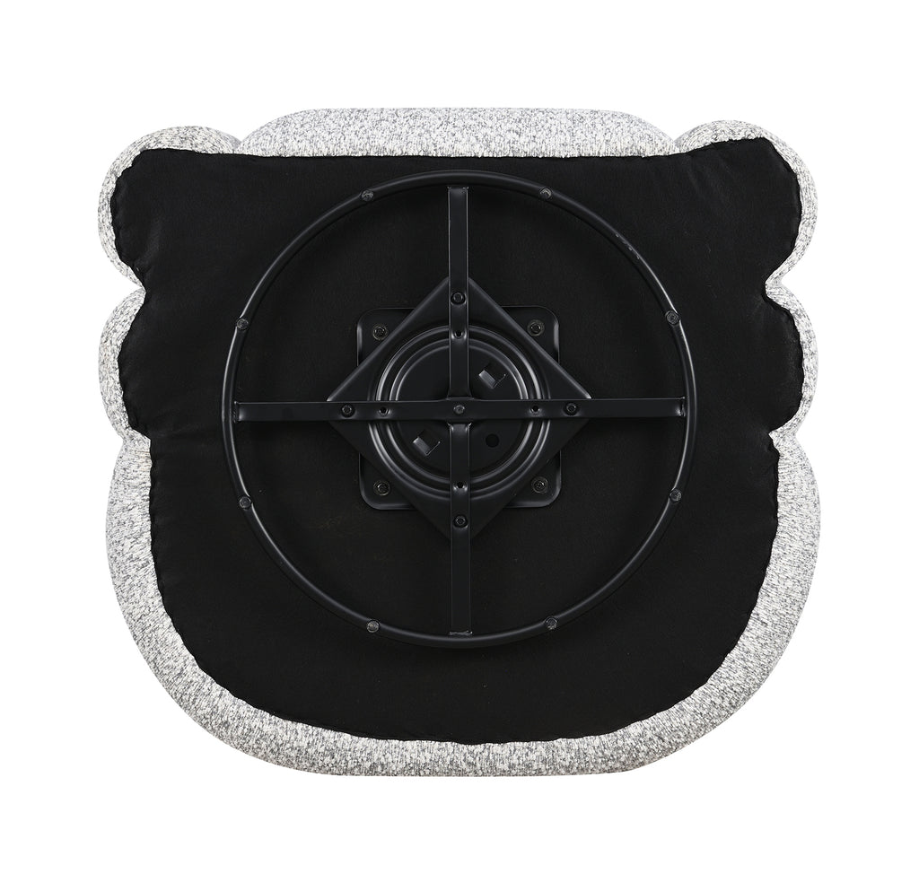 Bottom view of the Contemporary Swivel Chair in gray, highlighting the 360° swivel base and sturdy construction.