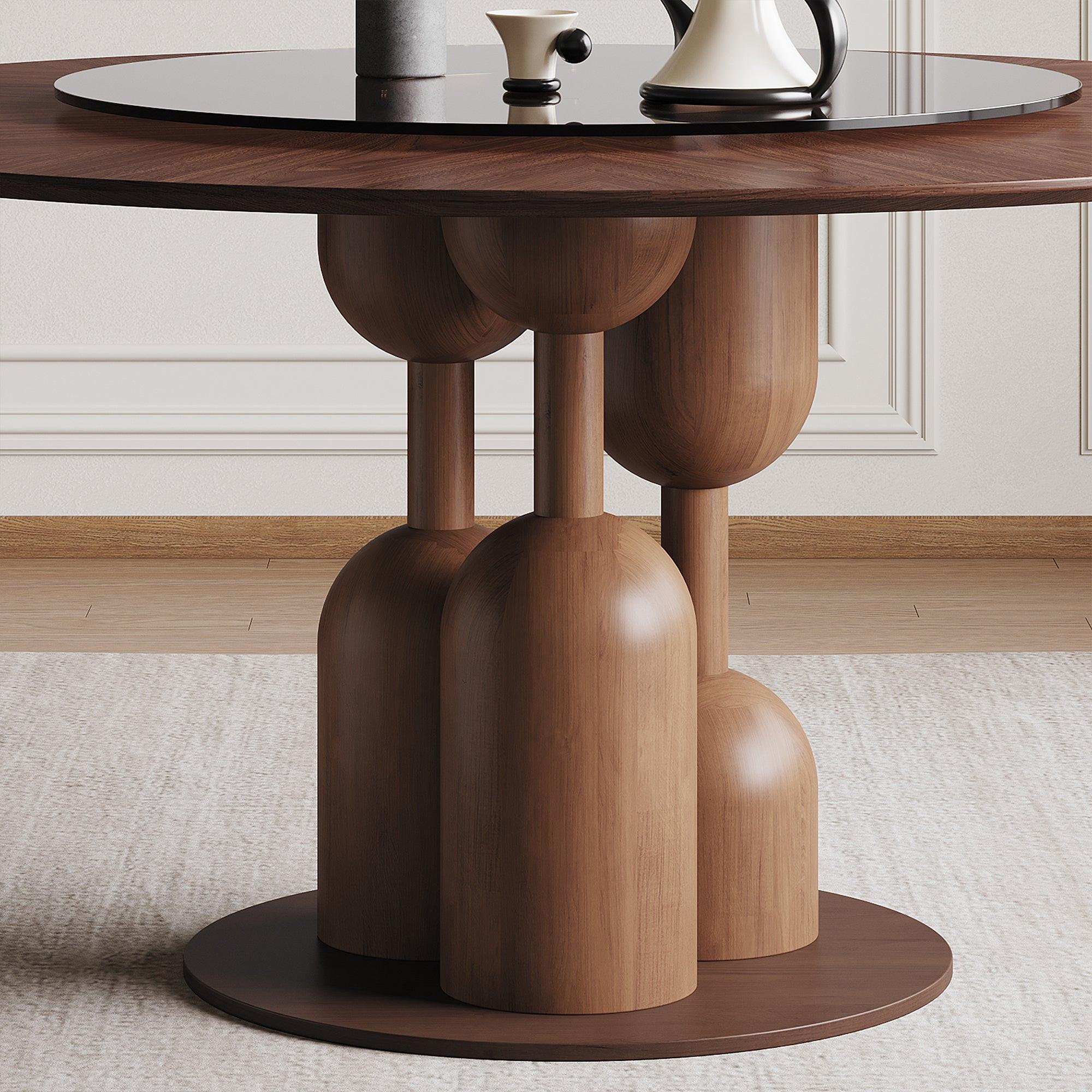 Wabi-Sabi Oak Round Table Set with 4 Chairs & Lazy Susan.