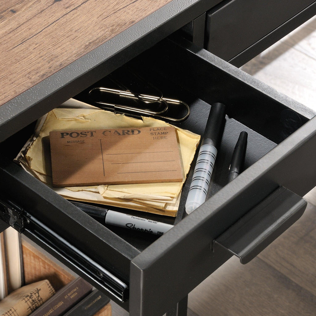 L-Shaped Desk, Brown finish.