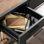 L-Shaped Desk, Brown finish.