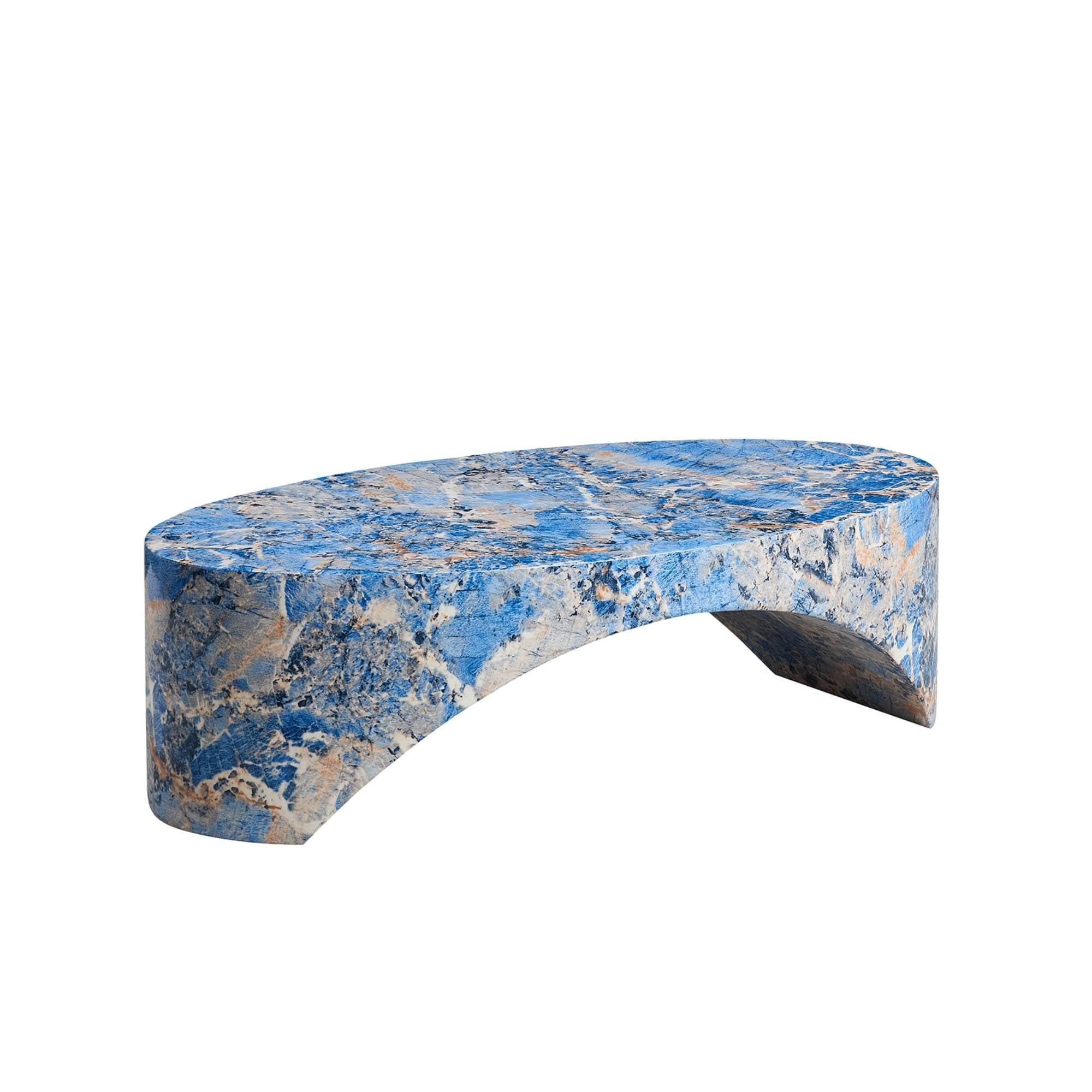 The oval natural marble coffee table side table in the living room,blue.