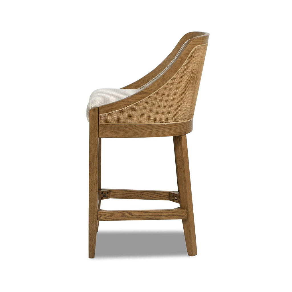 Cane Upholstered Oak Counter Stool - Charleston 27'.