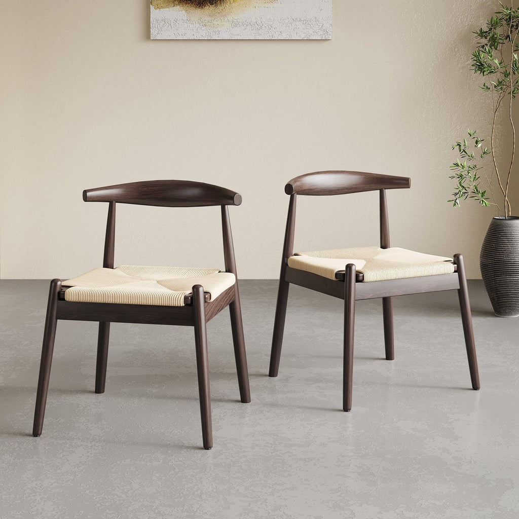 Mid-Century Modern Dining Chairs Set of 2 with Oak Frame.